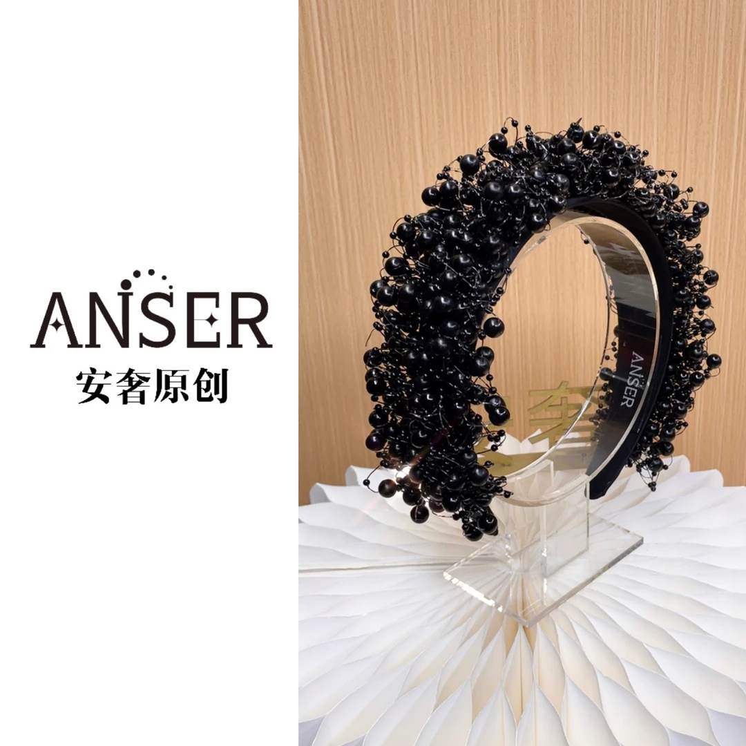 安奢原创【摩丝】轻奢日常发箍休闲百搭黑色头箍时尚简约气质个性