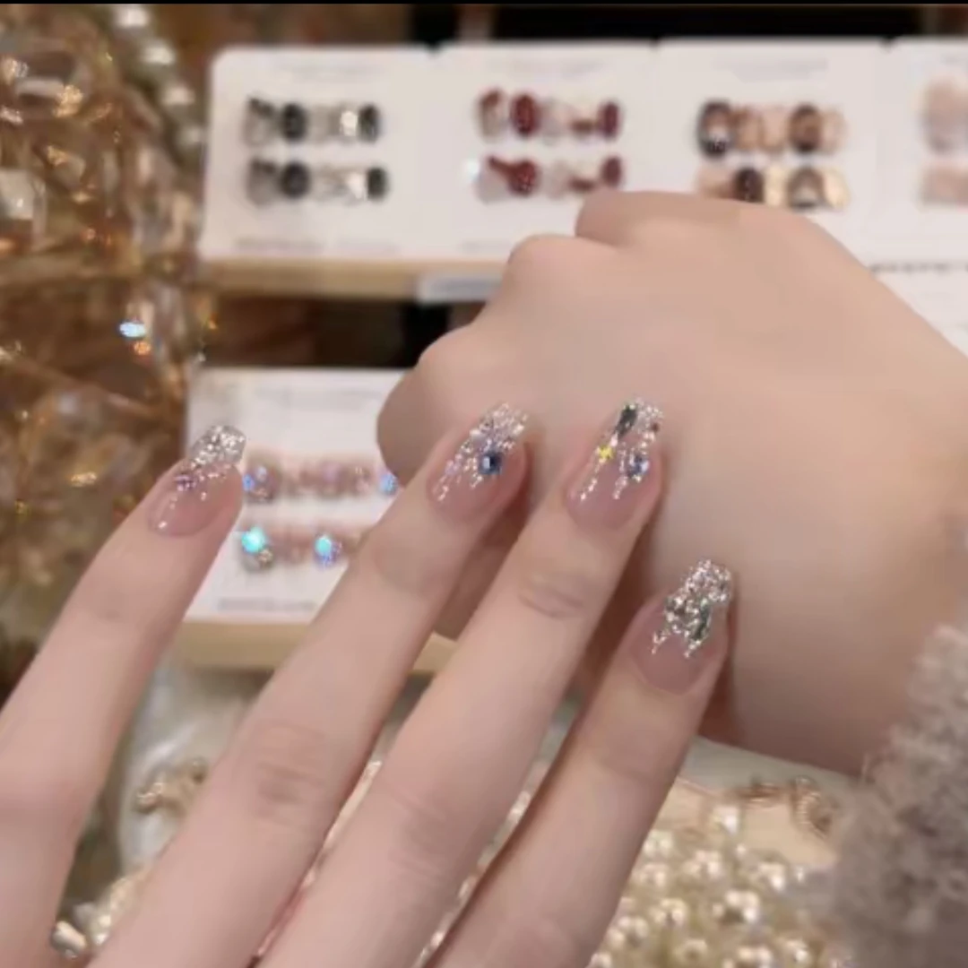 小彩灯-墨华手工美甲-可重复佩戴现货-春季新品-掉钻包补