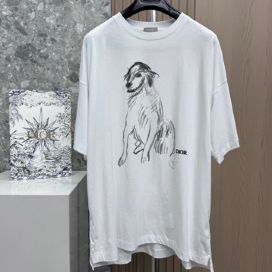 未使用 DIOR/迪奥 133696 男款素描短袖T恤