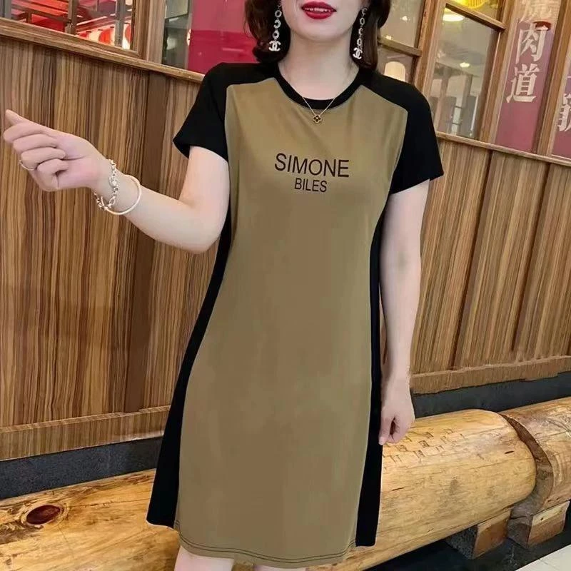 爆款连衣裙女夏季新款时尚印花大码休闲百搭显瘦气质裙子