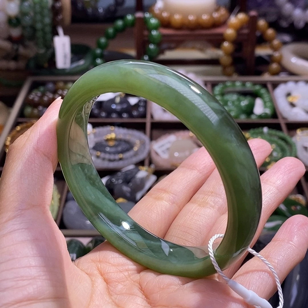 颈饰未镶嵌和田玉58收藏级老矿料碧玉猫眼手镯