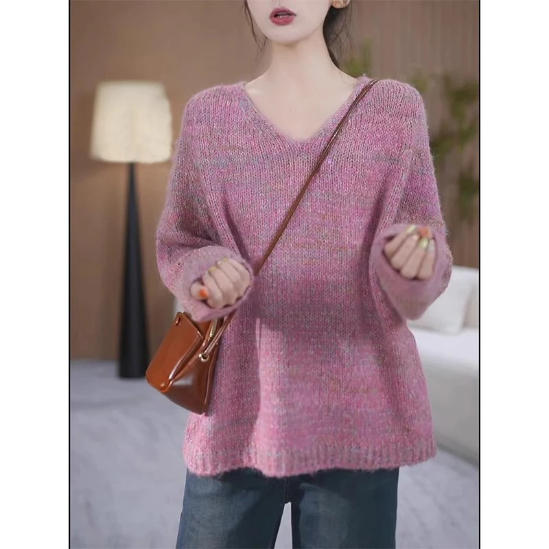 香朵儿韩版慵懒风宽松针织衫2025新款内搭女秋冬可外穿高级感毛衣