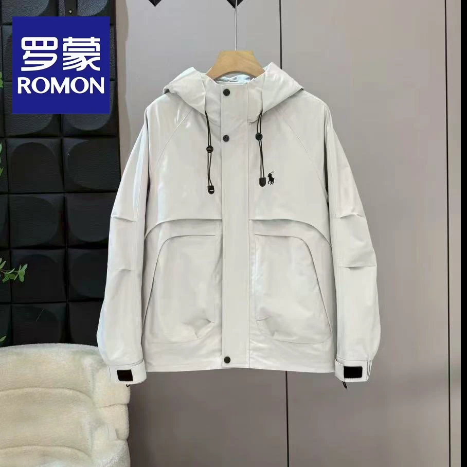 Romon/罗蒙男常规款防风连帽长袖无工艺夹克秋季运动外套百搭夹克