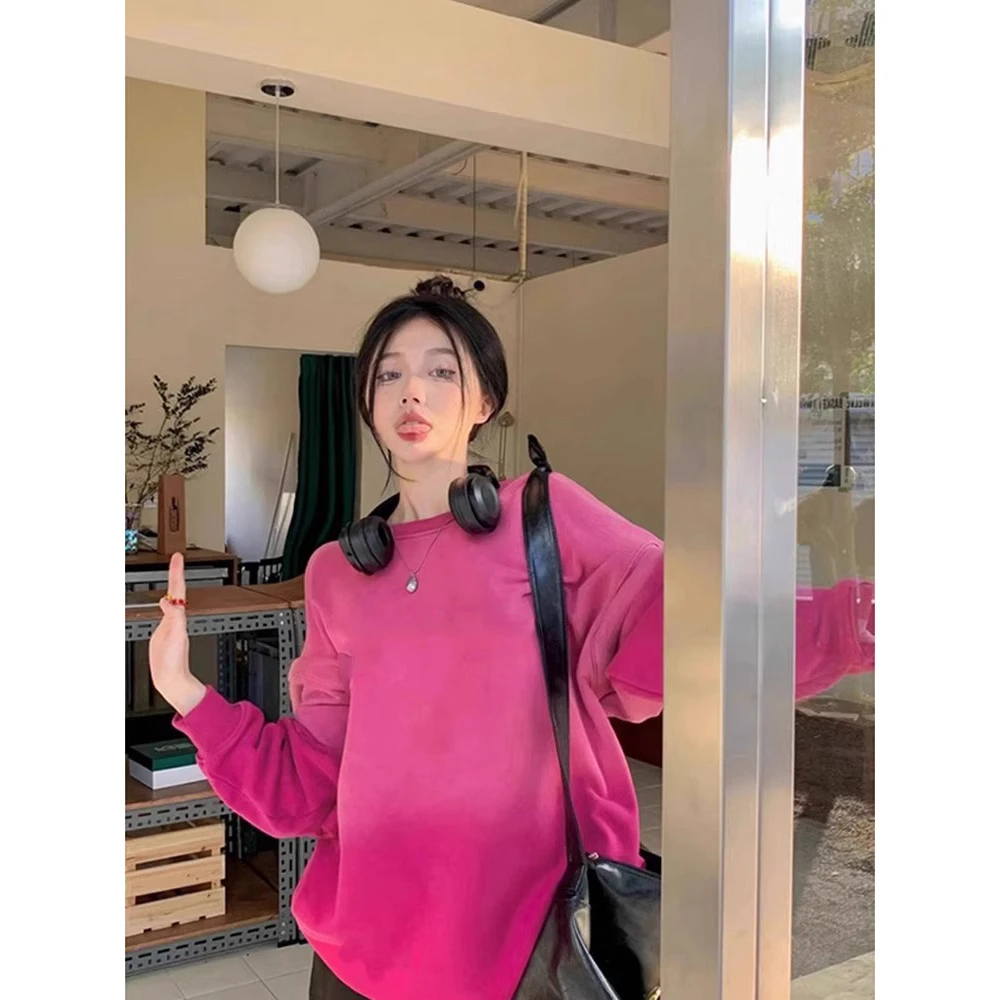 多巴胺洋气红色卫衣女2025秋冬新款爆款小个子休闲上衣长款遮屁股