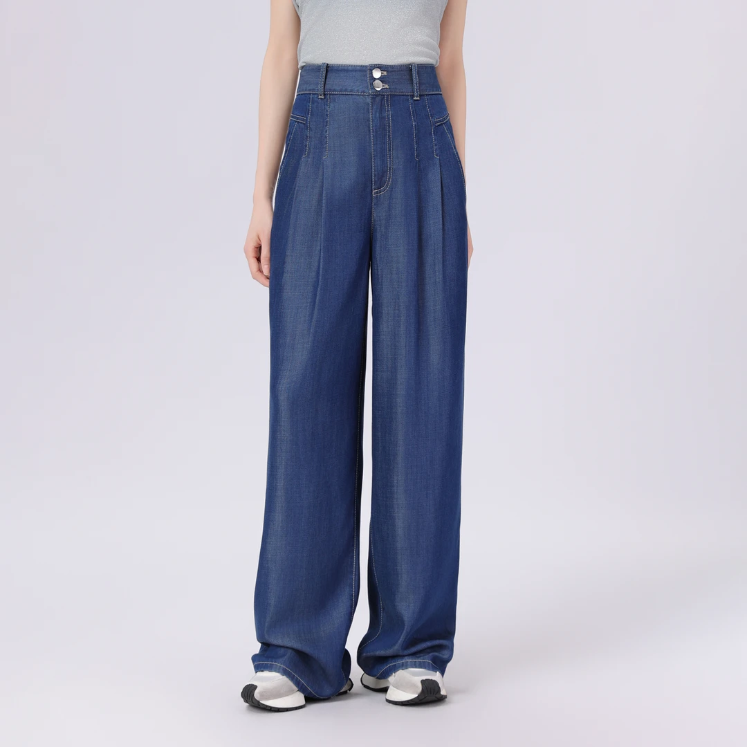 AMASS/阿玛施 春夏新款显瘦直筒欧若风宽松百搭高腰牛仔裤5100578