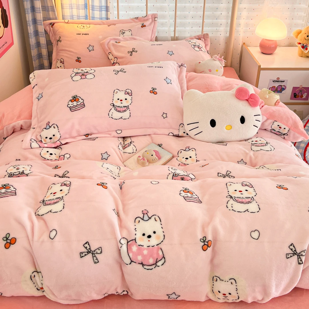 【抗静电】高克重牛奶绒被套床单被罩床品四件套加厚抗静电