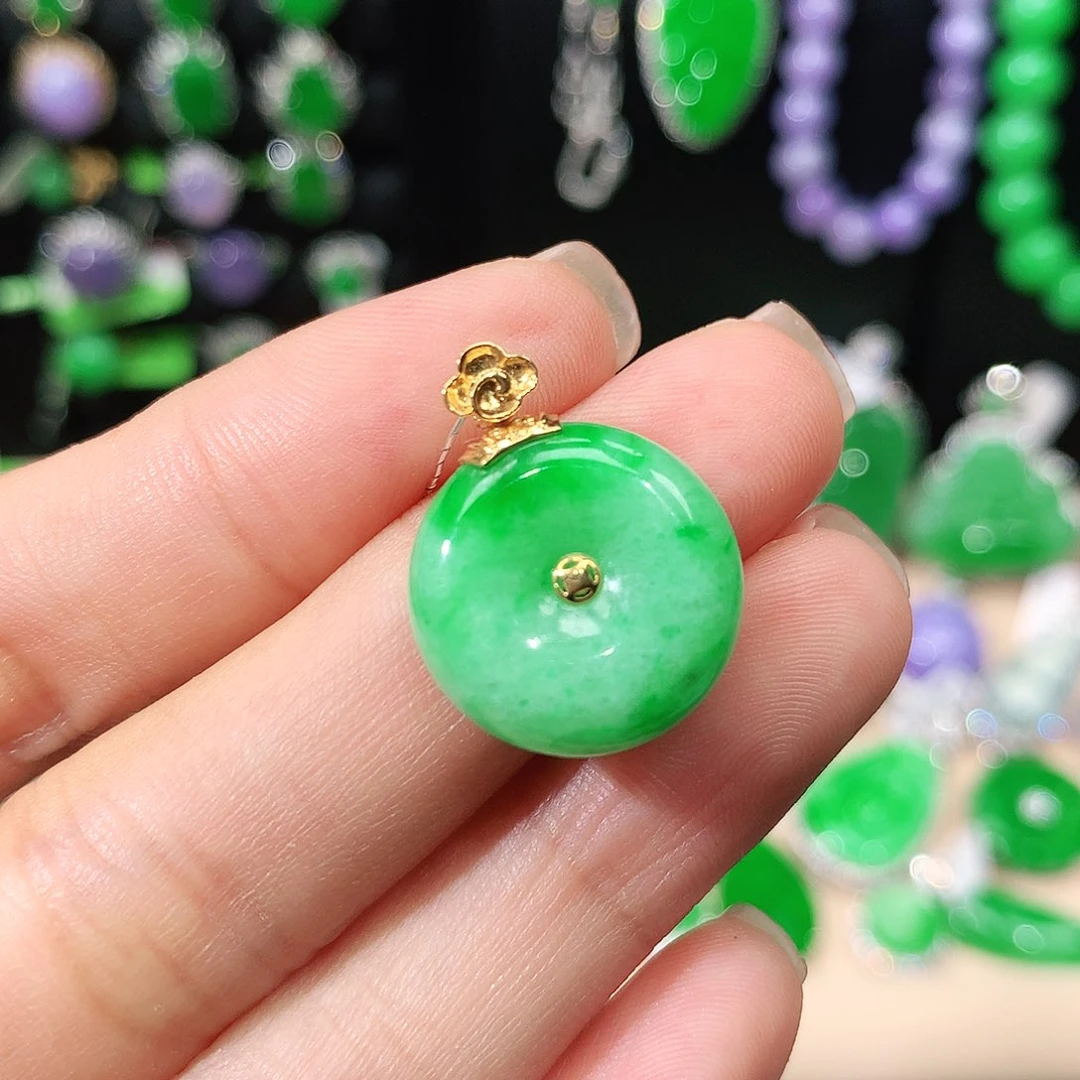 翡翠18K金镶嵌吊坠(不含链)