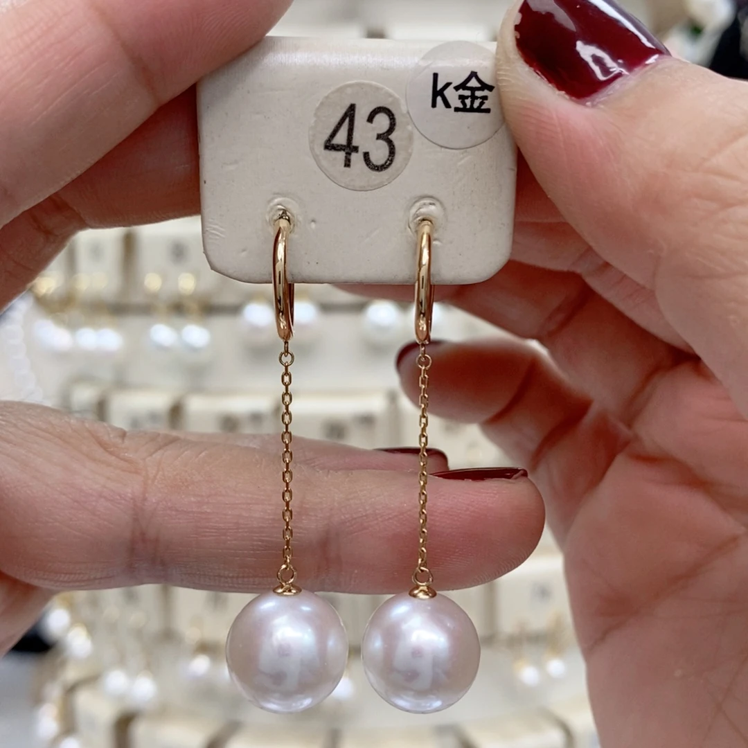 18K金镶嵌淡水珍珠耳饰