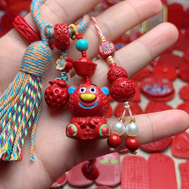 天然辰砂工艺品朱砂钥匙扣包包挂