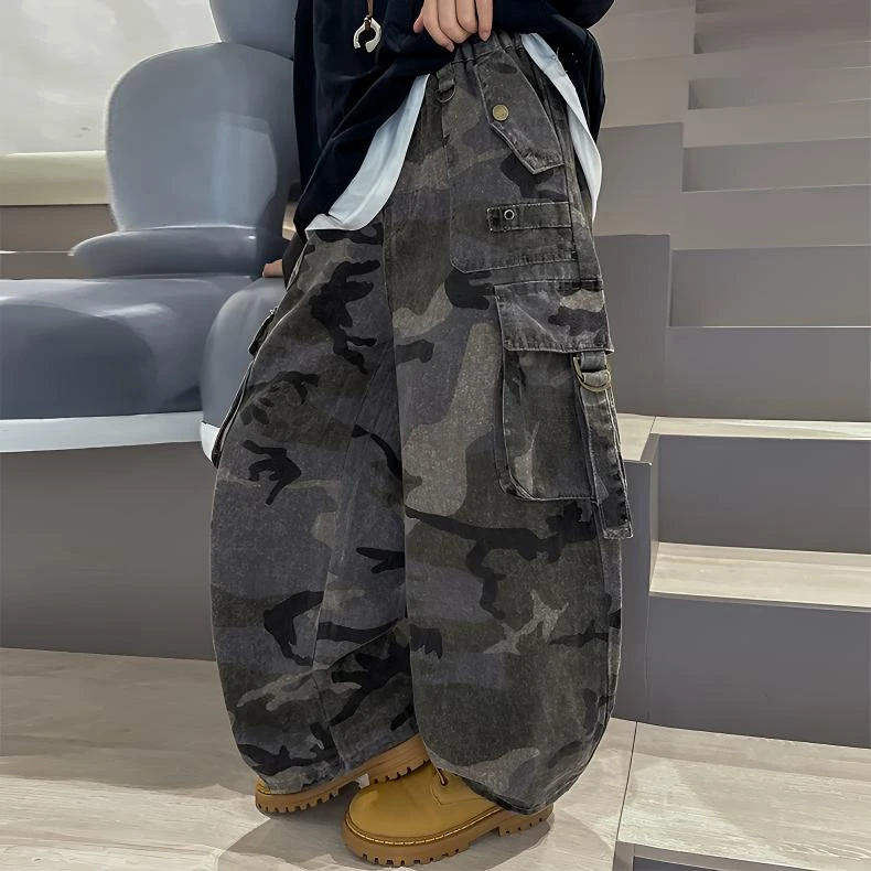男童秋季迷彩裤炸街2025春秋新款儿童装秋装中大童工装裤子痞帅潮