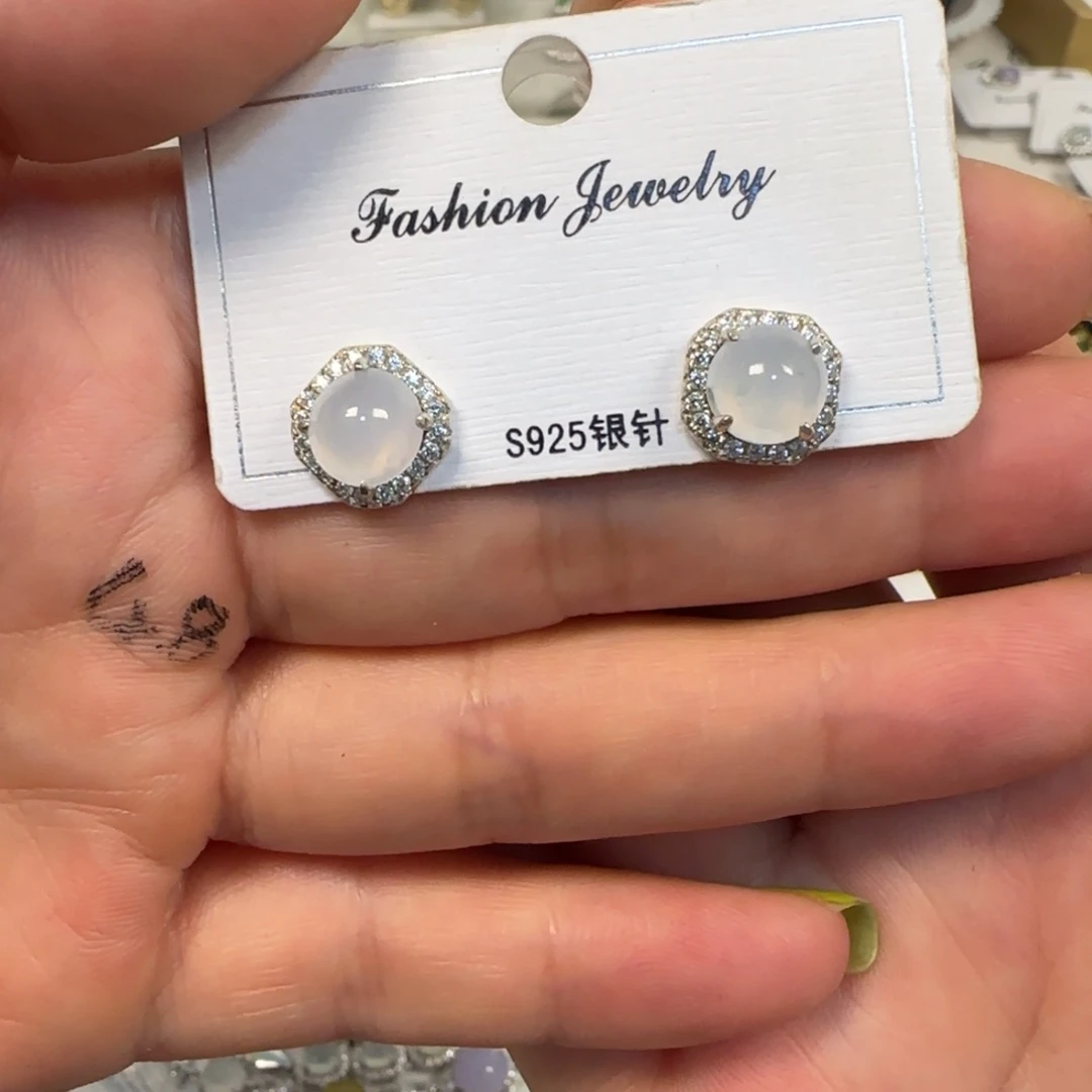 翡翠银S925镶嵌耳饰