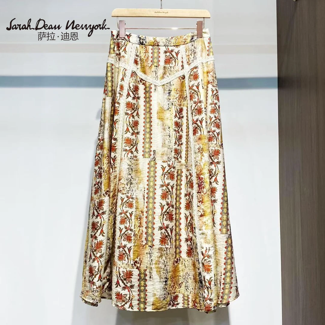 【萨拉迪恩】含亚麻时尚气质民族风度假休闲半身裙