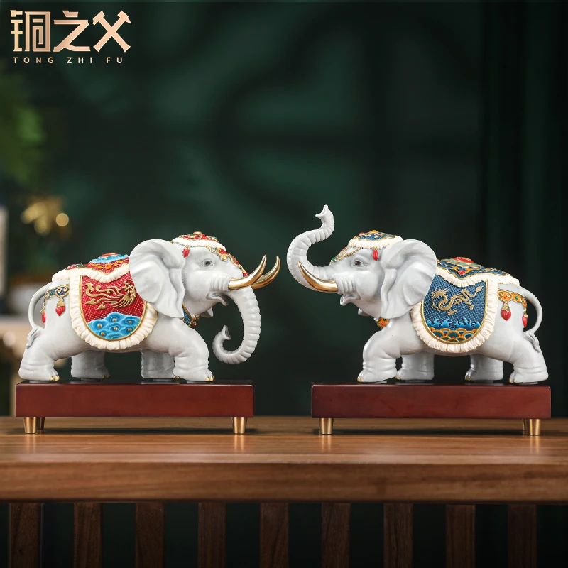 【国潮大象】黄铜摆件办公室玄关新中式装饰品乔迁新房装饰品