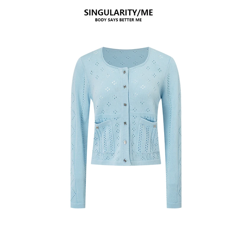 Singularity Me 4A 3211 字母扣镂空防晒薄款外搭通勤夏针织开衫