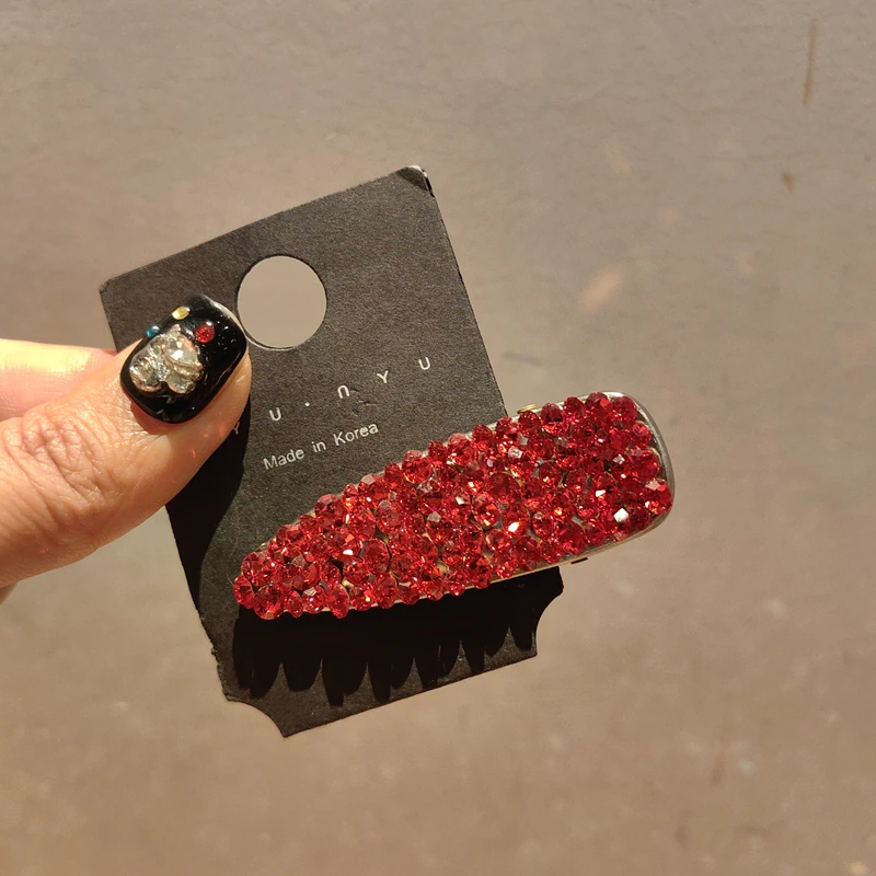 韩超闪满钻鸭嘴夹时尚刘海夹日韩边夹女发夹百搭侧边夹小众发饰