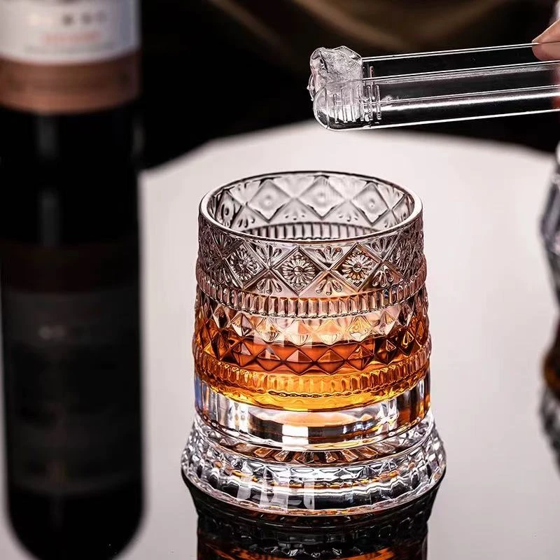 星钻纹解压转转杯顺顺杯威士忌酒杯高档洋酒旋转杯（不锈钢轴承）