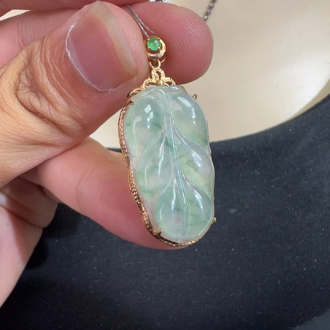 翡翠18K金镶嵌吊坠(不含链)