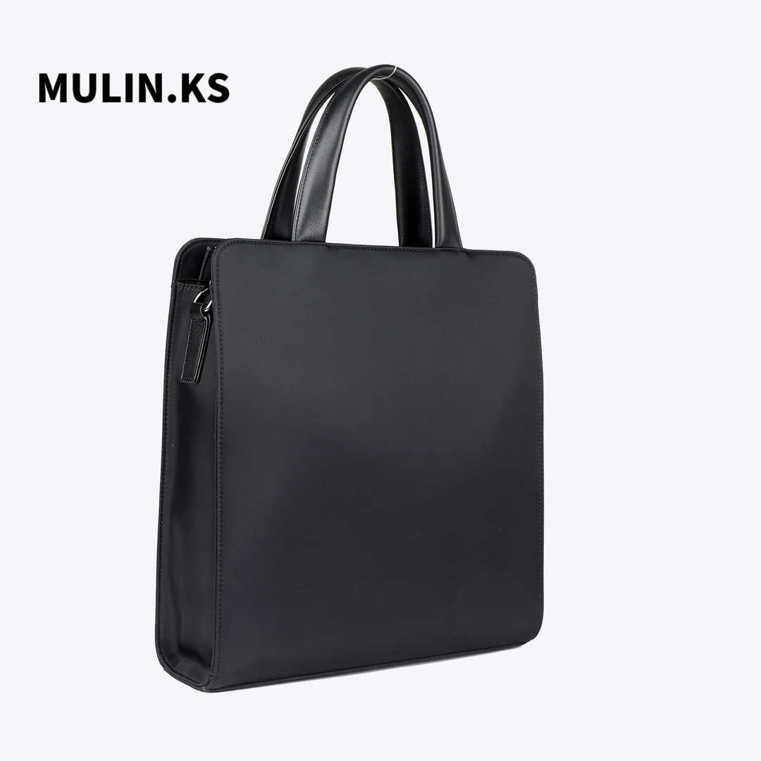 公文包男士商务手提包男高级感竖款外出便携帆布大容量商务电脑包