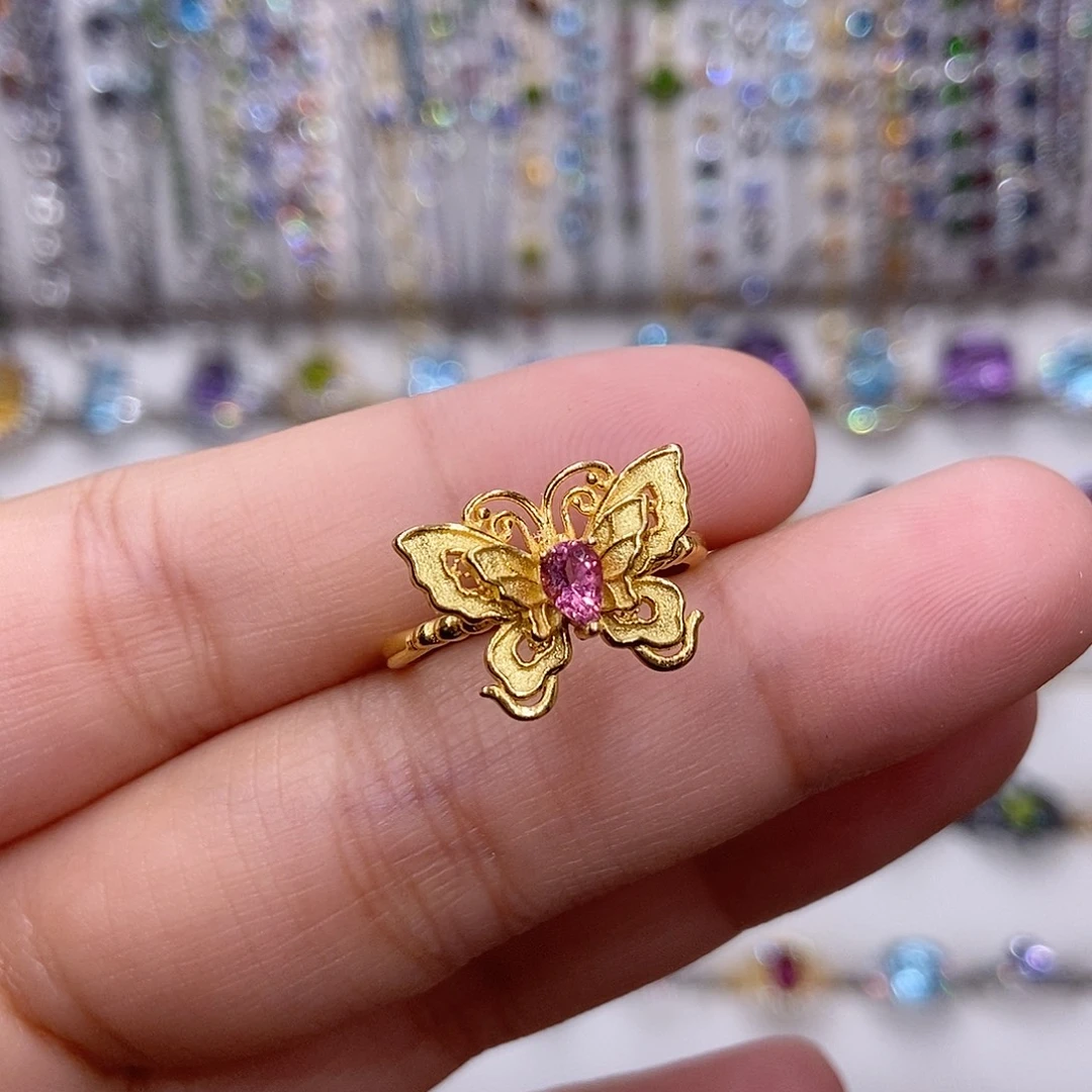 银S925镶嵌碧玺戒指