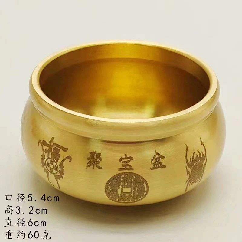（老师推荐）中式五路财神聚宝盆摆件室内迷你装饰品工艺品摆纯铜