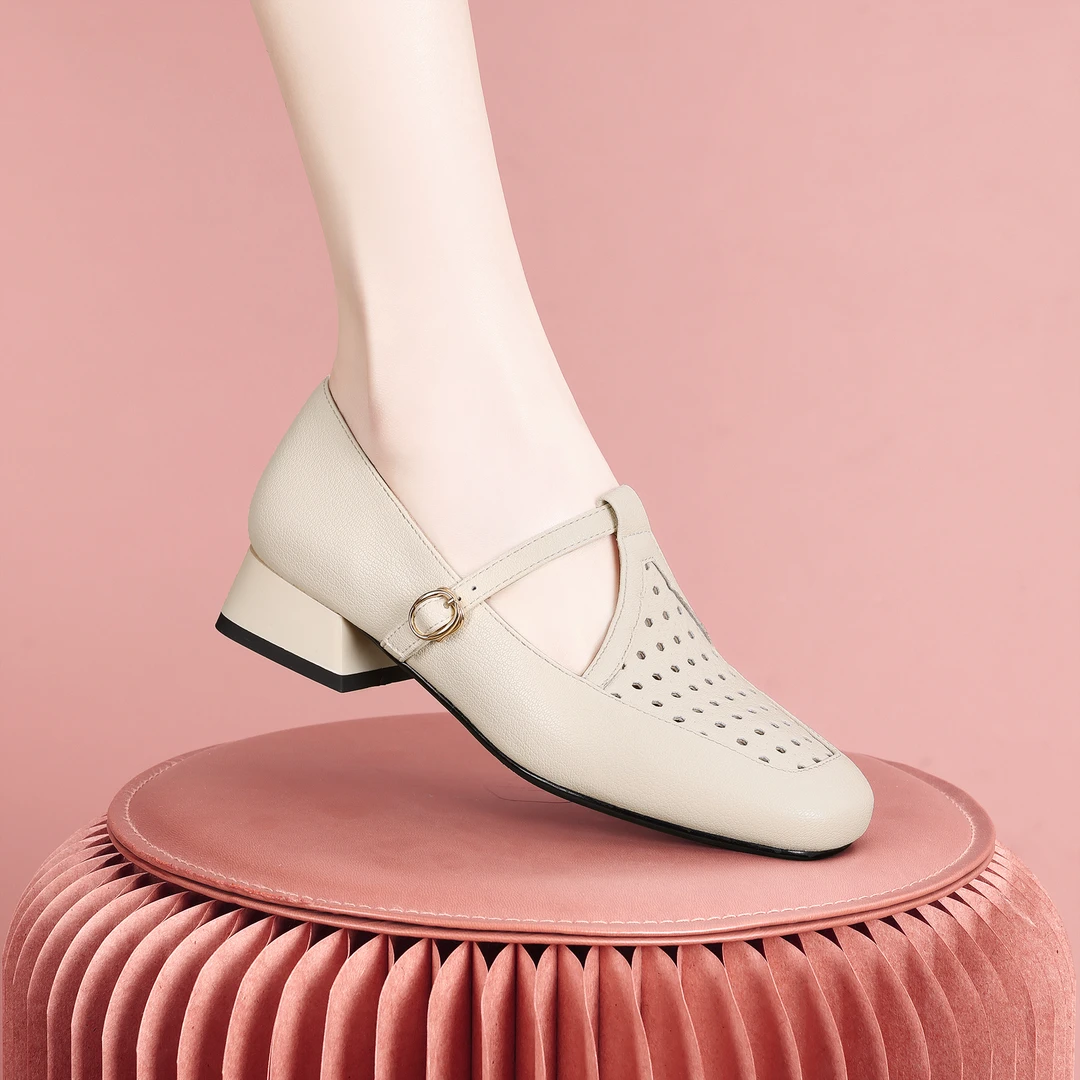 梵芮诗2025新款春季气质时尚百搭软面粗跟低跟女乐福单鞋-J1337