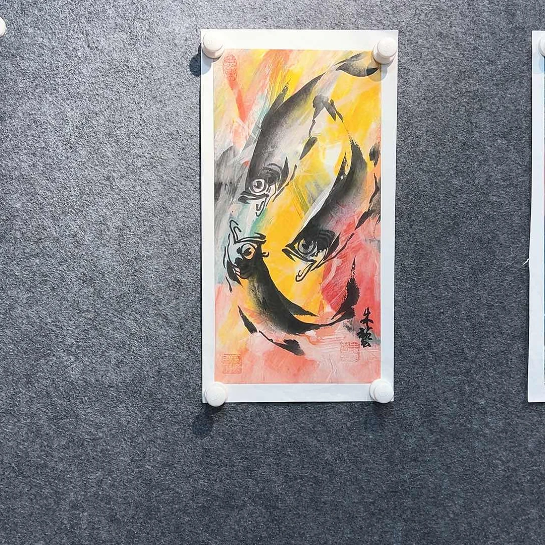 国画知鱼之乐纯手绘画
