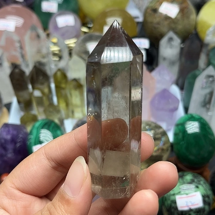 水晶未镶嵌珠宝半成品73克茶水晶柱