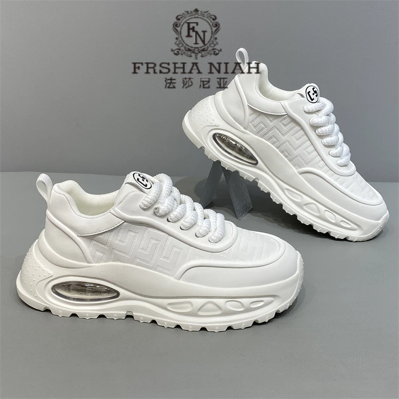 法莎尼亚鞋子男款新款厚底运动鞋韩版潮流大气皮面老爹鞋休闲男鞋