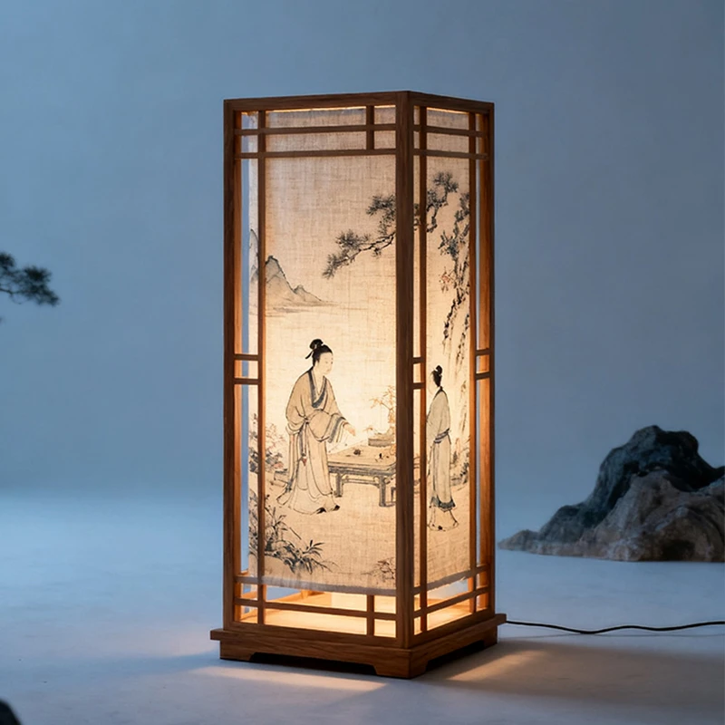 宋式美灯具置物落地灯古风客厅卧室木艺创意书房阳台氛围护眼台灯