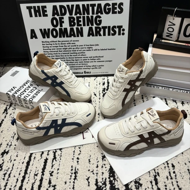 【有单有加绒】厚底复古阿甘鞋女2025秋冬百搭德训鞋低帮小白鞋软底