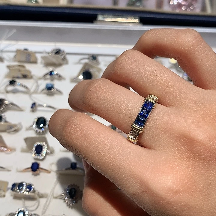 戒指银S925镶嵌蓝宝石