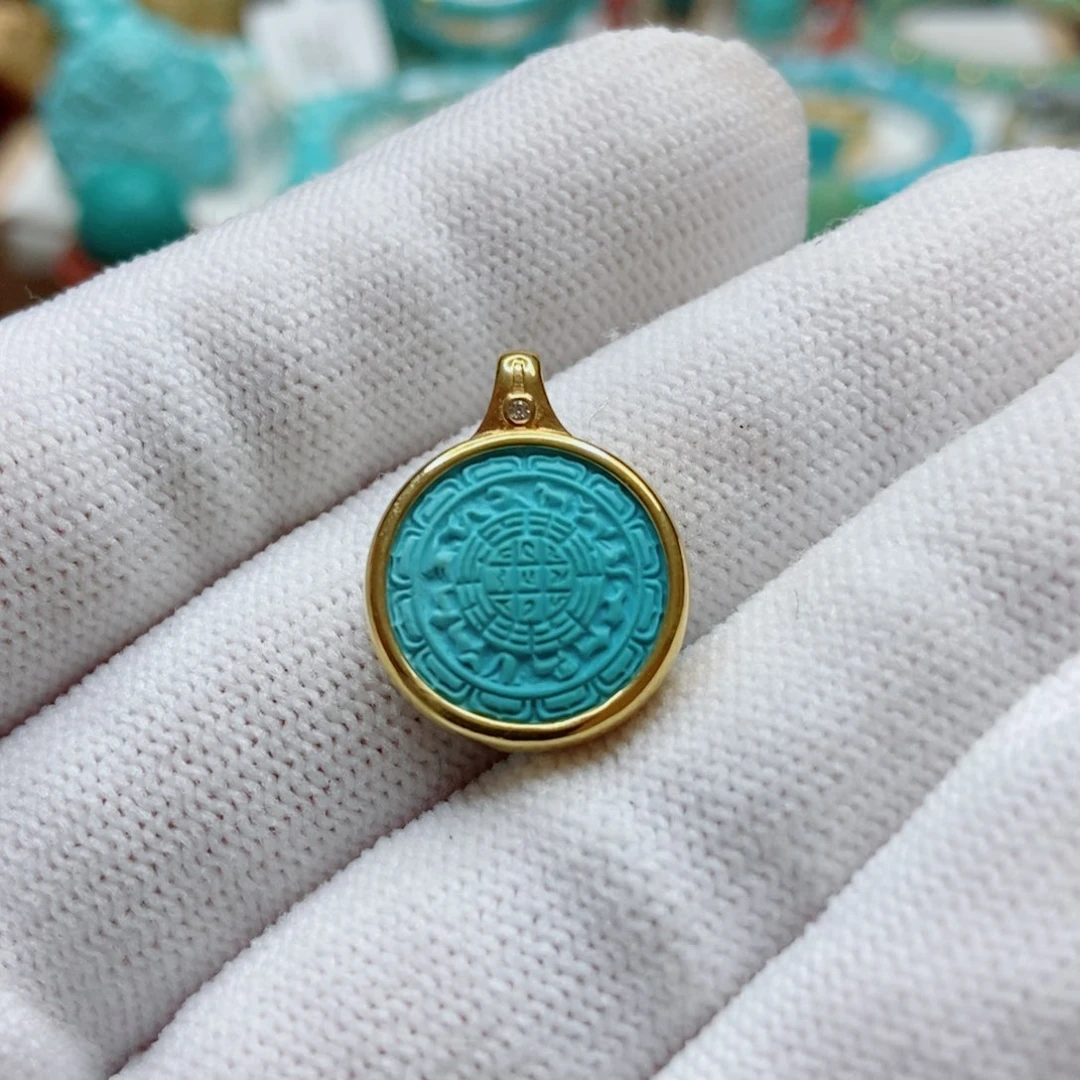 绿松石18K金镶嵌九宫八卦