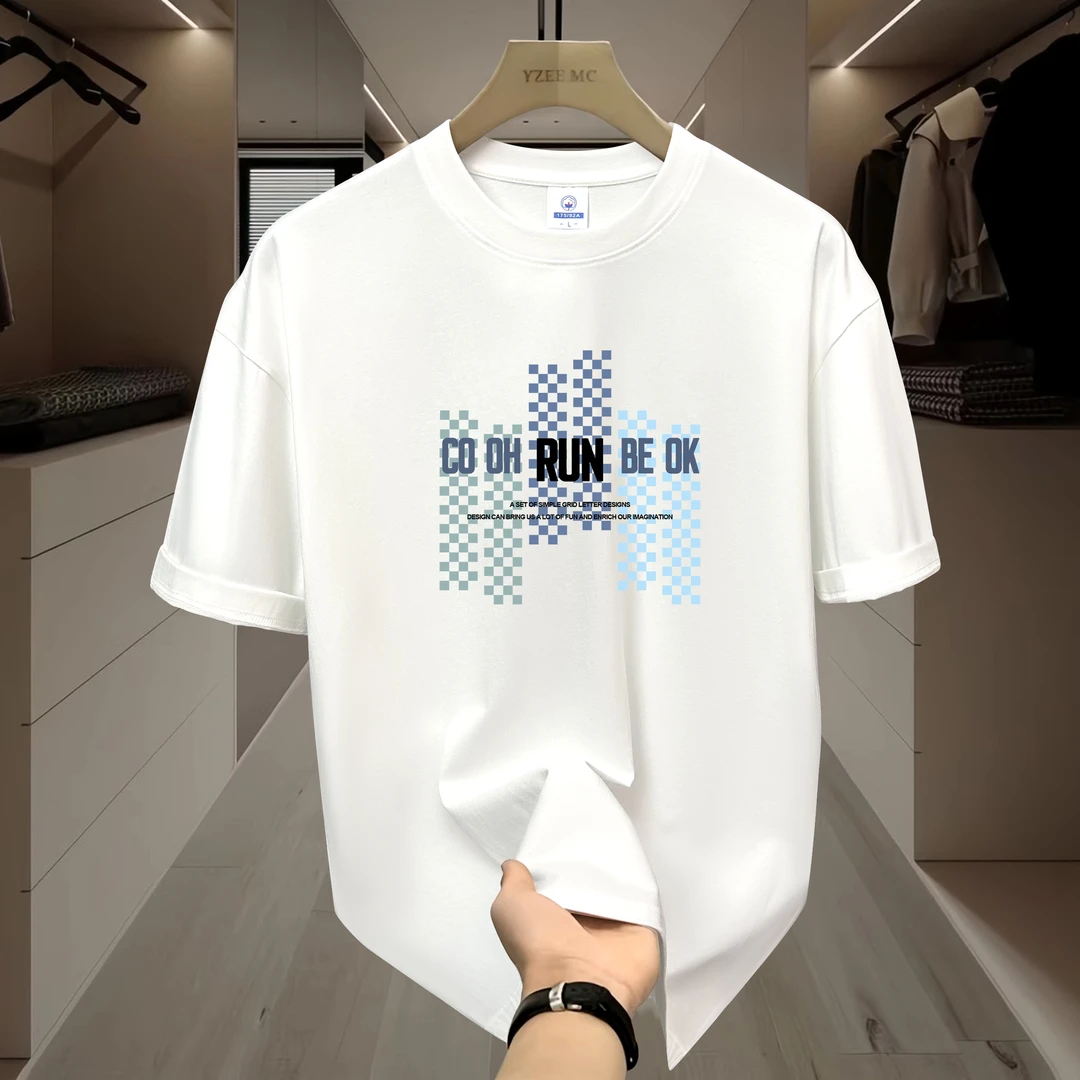 100%棉 2025夏季新款男士纯棉短袖T恤透气吸汗圆领半袖百搭打底衫
