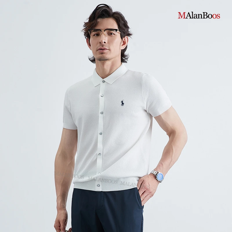 【轻奢时尚刺绣】MAlanBoos男士夏季高端时尚菠萝针刺绣POLO领短袖