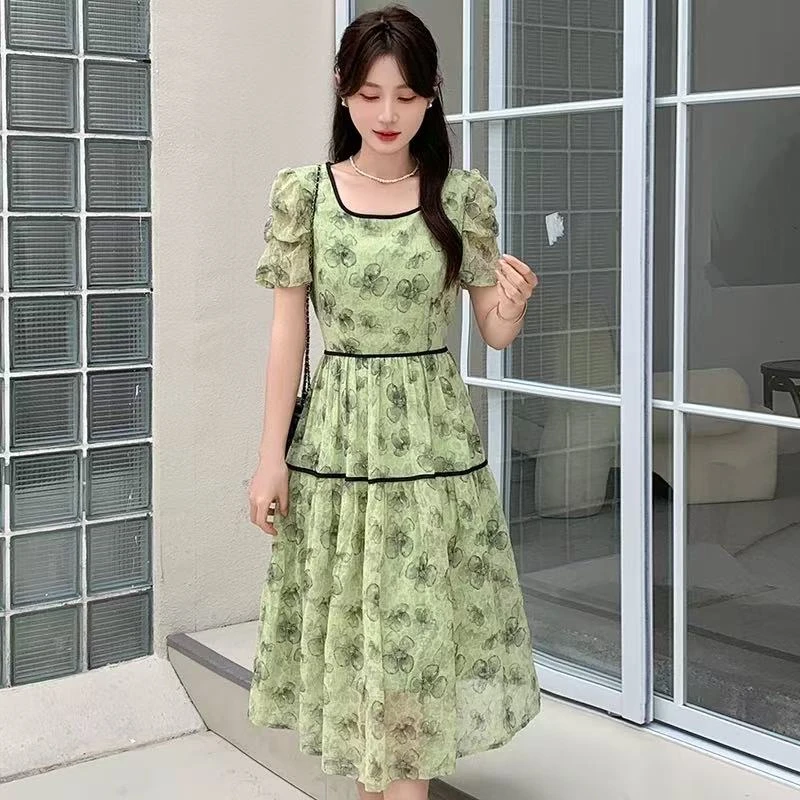 2426#法式茶歇气质减龄百搭碎花连衣裙【直播间为准】A8-1