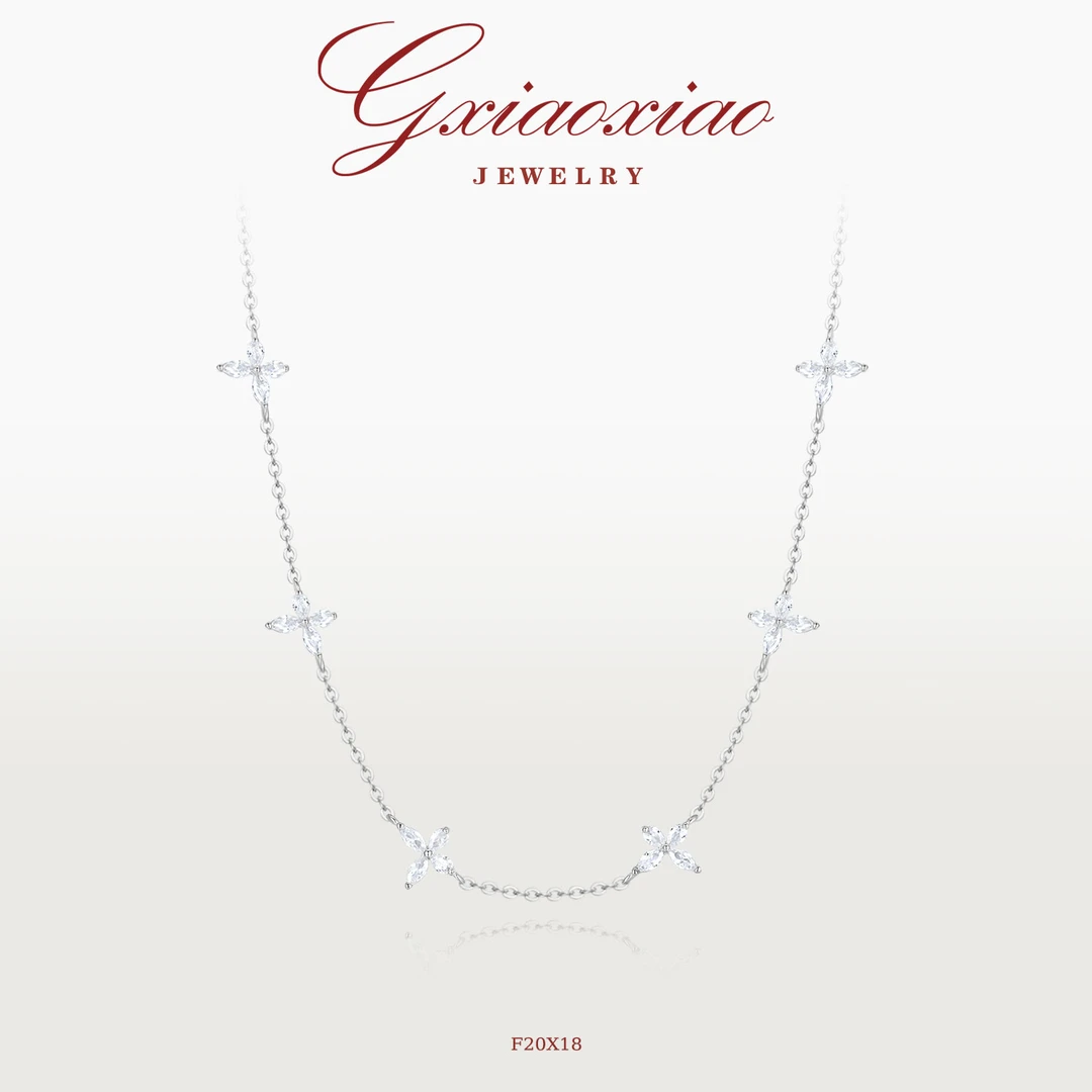 G XIAOXIAO 925银 镀K金 【蝶栖星河】轻奢时尚灵动少女项链 F20X18