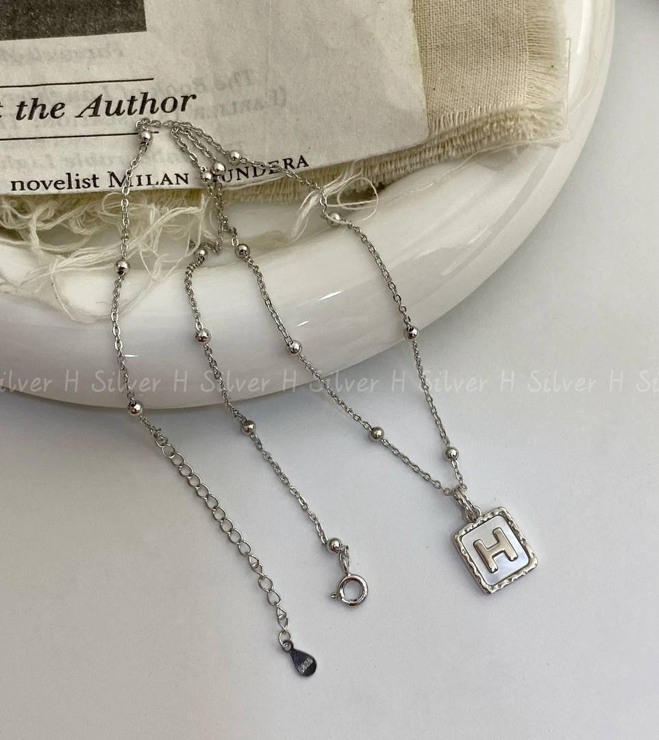 坠链均925银 《H贝壳》ins设计师款韩版轻奢风小众H贝壳吊坠项链
