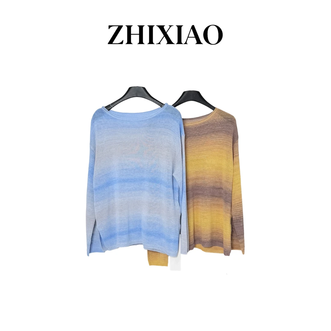 【ZHIXIAO】春季新款：渐变色条纹长袖021