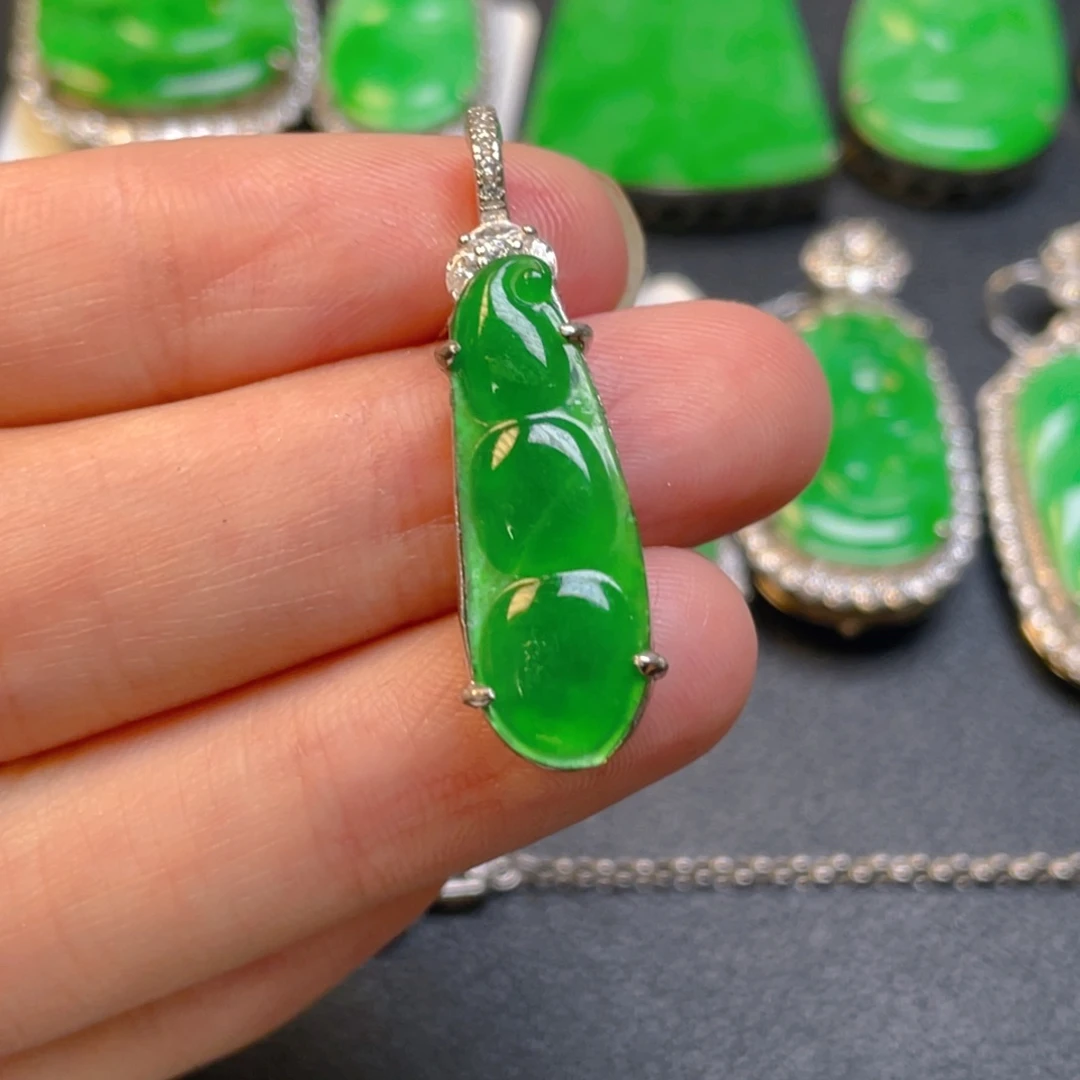 翡翠银S925镶嵌吊坠(不含链)