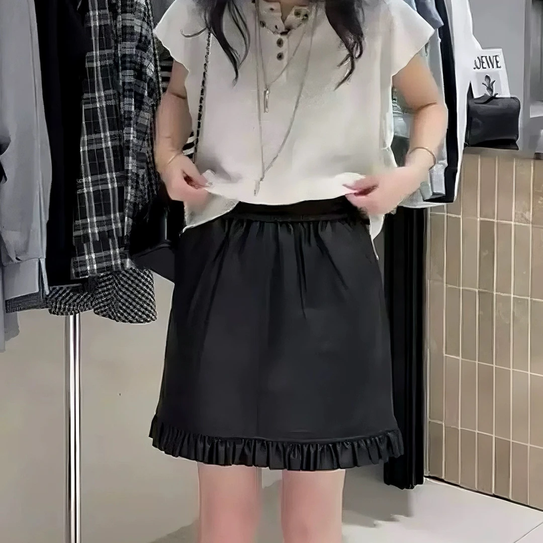 小迪家早秋新款超软pu蛋白皮皮裙韩系半裙25807