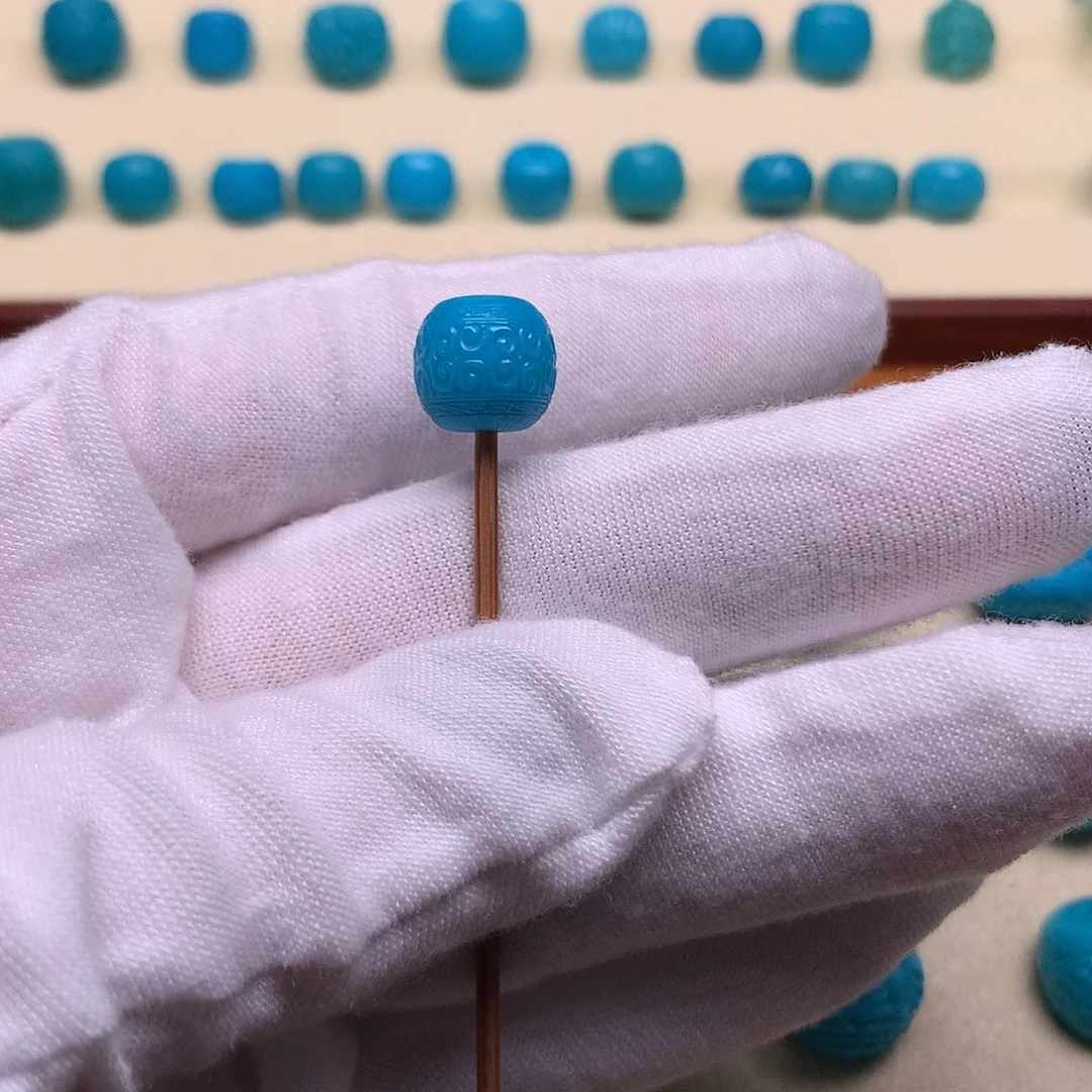 绿松石未镶嵌天然原矿绿松石回纹9.6