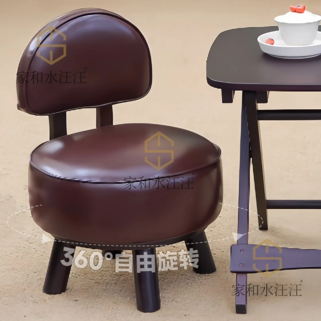 升级加大凳面【蜜糖旋转椅】实木家用靠背客厅沙发软包矮凳