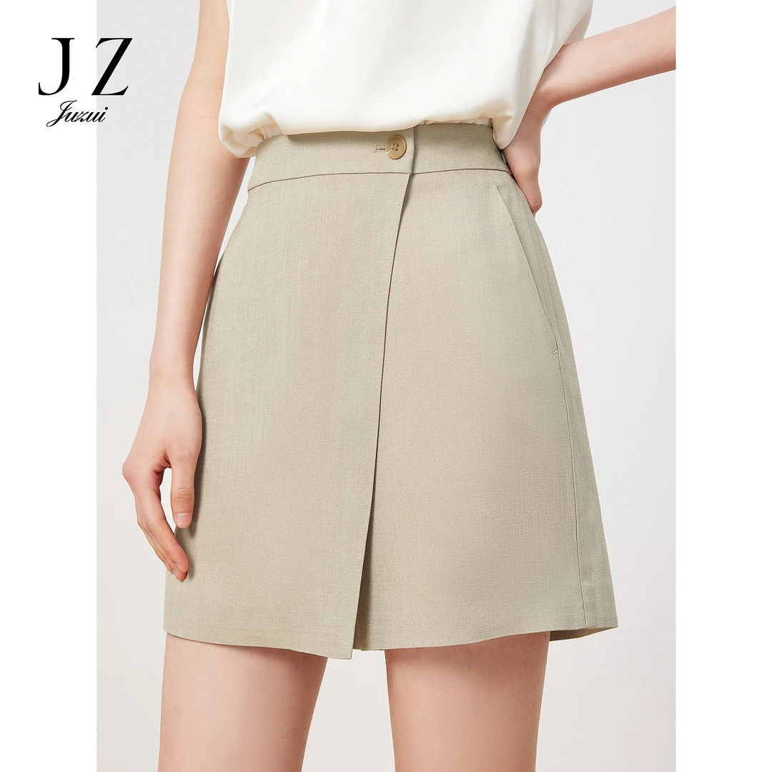 【安雅专属】JZ玖姿JTDX11504通勤OL风醋酸裙裤女小个子短裤卡其色