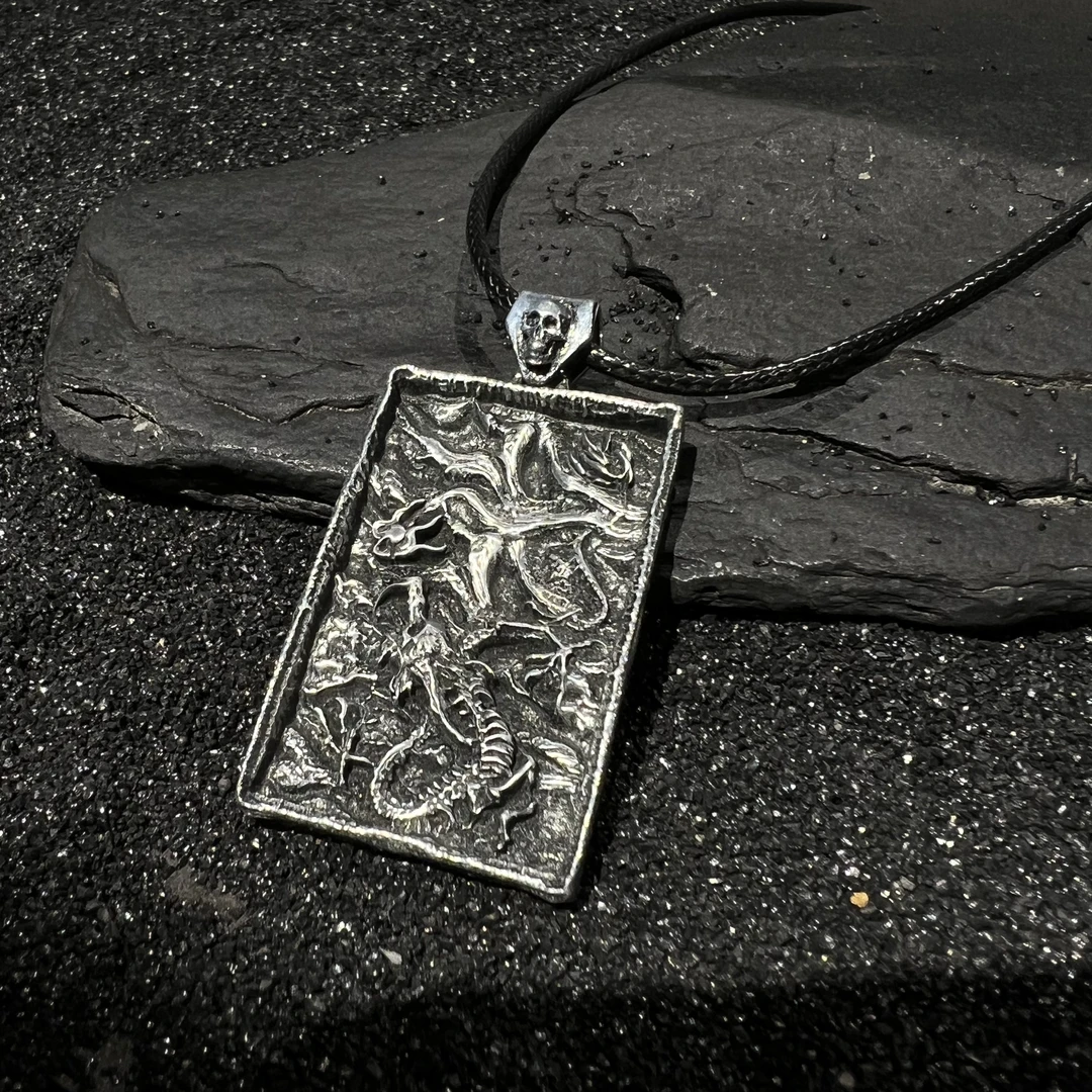 锌合金吊坠 灵史会馆-锌古银-龙牌项链