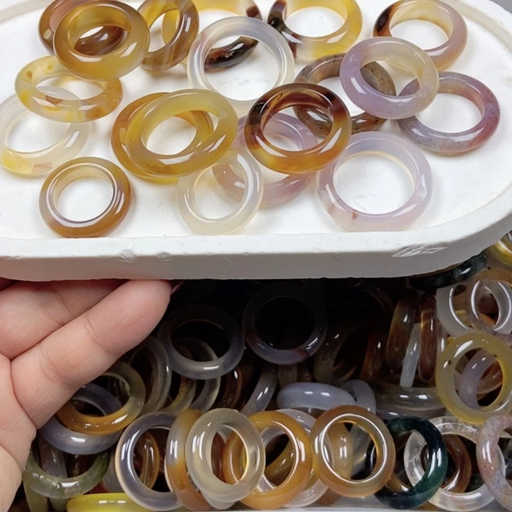 未镶嵌戒指玛瑙/玉髓微瑕圈口都有不退不换