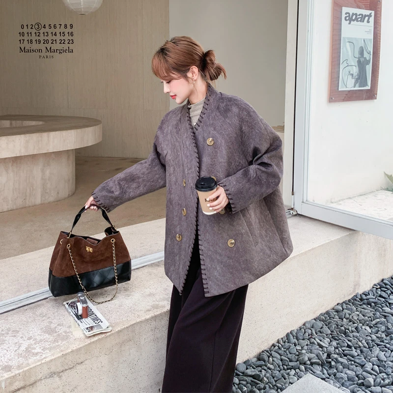 高级感复古麂皮绒外套2025秋冬新款优雅气质通勤风氛围感短款大衣