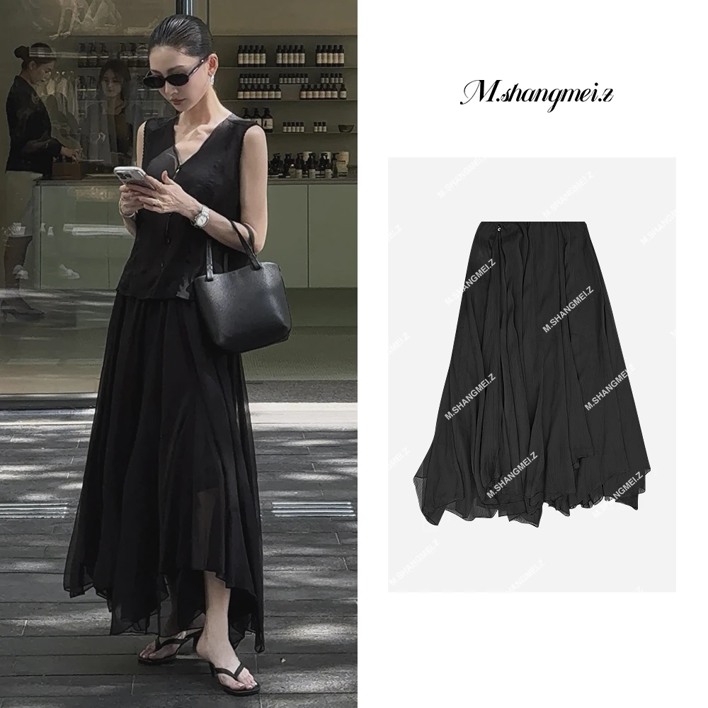 M.SHANGMEI.Z/沐熙【温柔无边】美大哥轻薄透气垂坠感半身裙X042429