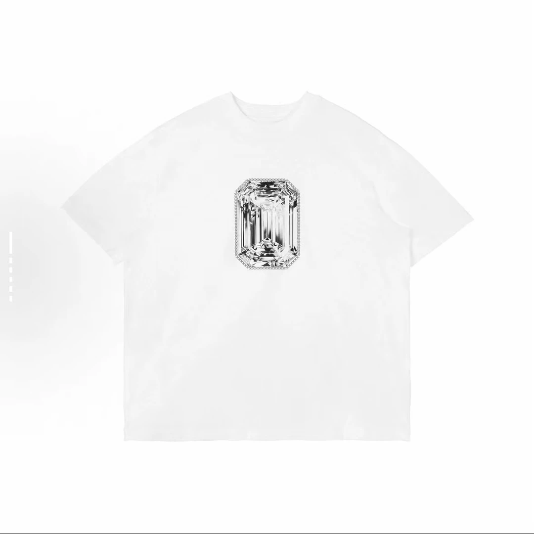 G-10【UNA】买手店潮牌男款方形钻石图案宽松短袖T恤 4MT17
