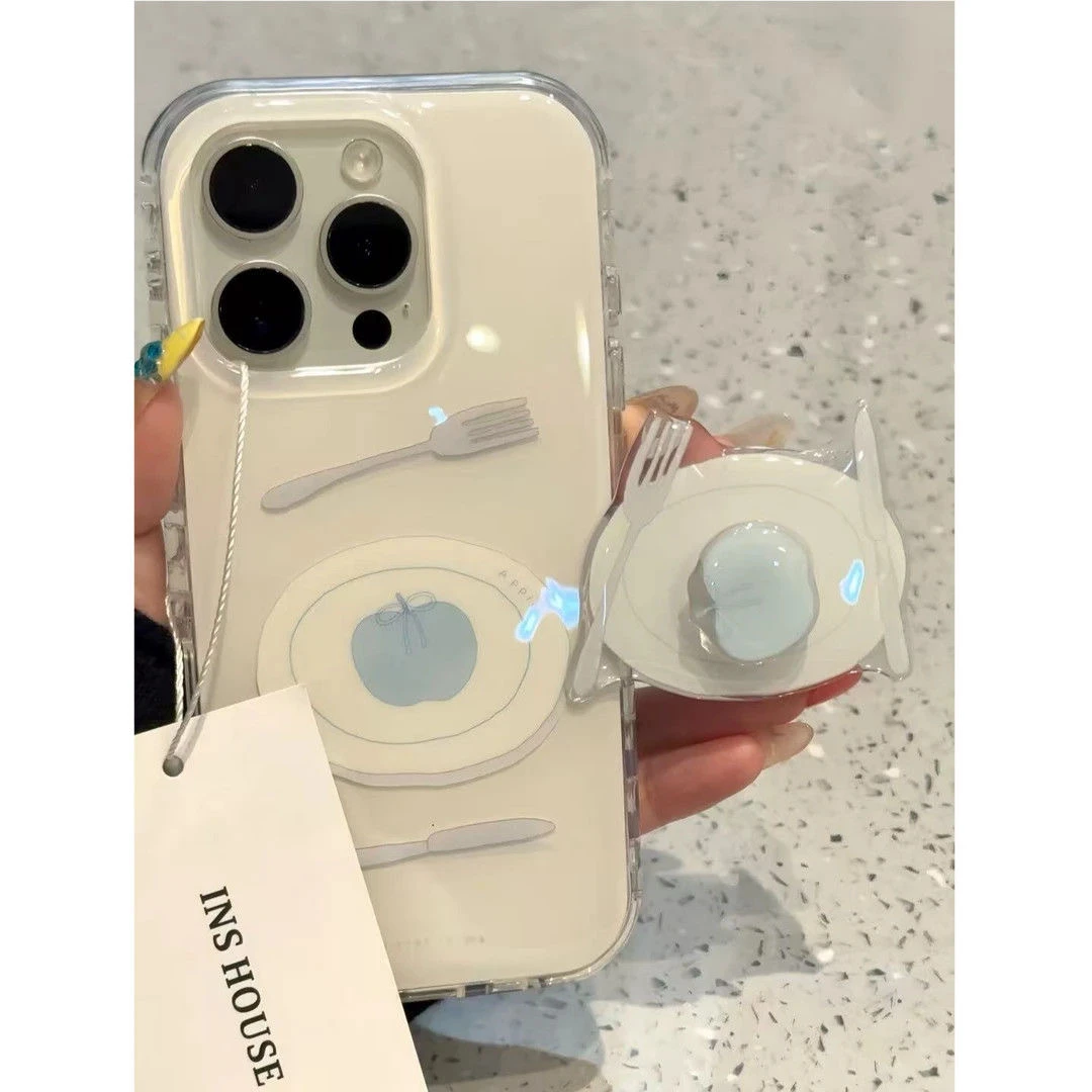 韩系ins简约线条餐盘适用苹果16Promax手机壳vivo华为oppo小米15