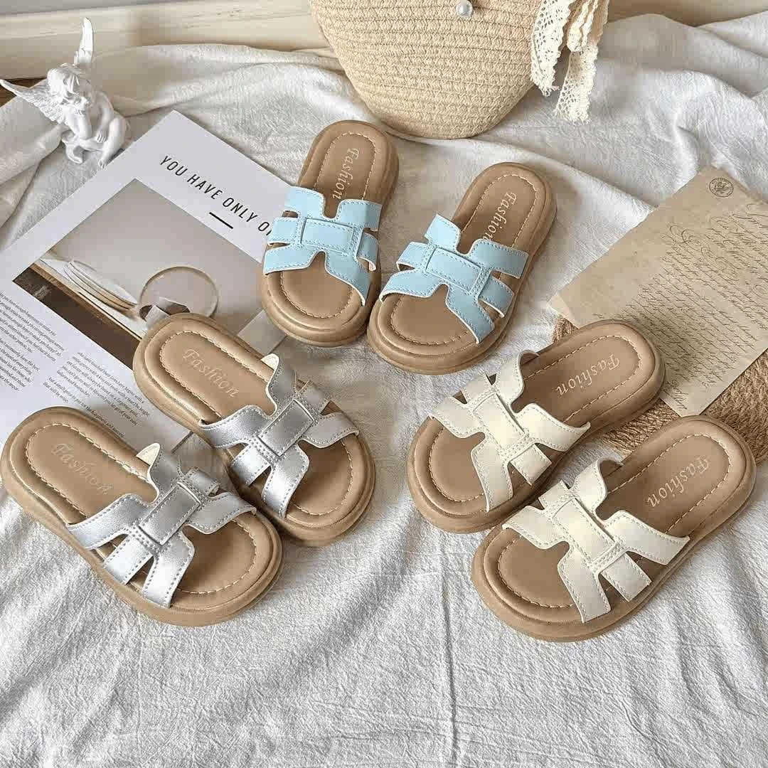 女童小香风拖鞋2025新款儿童鞋子女大童凉拖鞋包头半拖夏季沙滩鞋